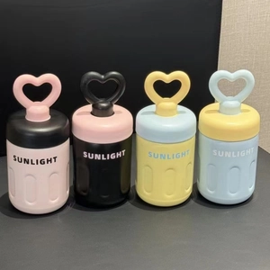 Portable 316 stainless steel insulated straw cup with heart handle and Sunlight print