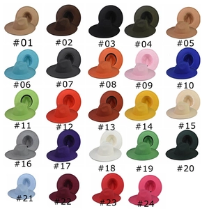 Classic wool felt fedora hats in twenty-four solid colors with wide brim for all seasons