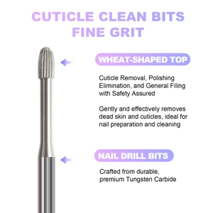 Fine grit wheat-shaped tungsten carbide nail drill bit for cuticle removal and polishing