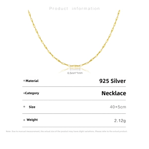 Detail specifications of 925 sterling silver golden twisted chain necklace, 40+5cm length
