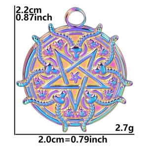 Iridescent goat head pentagram pendant size dimensions 2.2cm height and 2.0cm width