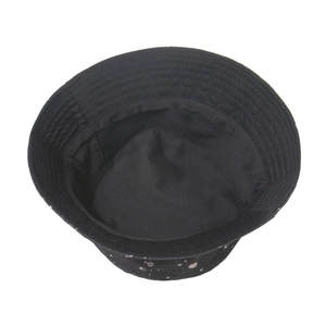 Double-sided black bucket hat featuring celestial moon and planet prints for women