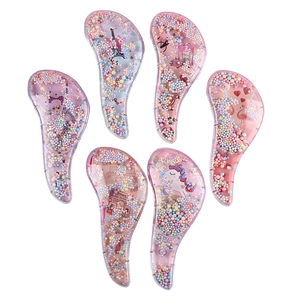 Transparent detangling hairbrushes with colorful foam balls and cute cartoon patterns