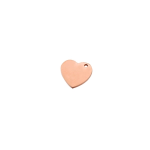Macro detail of a 15mm rose gold heart pendant with polished mirror surface