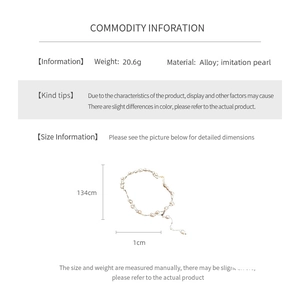 Détails du collier de perles irrégulières de 134cm avec poids de 20,6g et dimensions