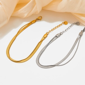 Bracciali a doppio strato in acciaio inossidabile lucido, finitura oro e argento