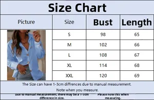 Detailed size chart for elegant heart print long sleeve shirt showing bust and length
