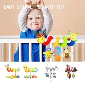 Baby Spiral Activity Hanging Toys Soft Plush Sensory Rattles Teether Stroller Crib Car Seat Cartoon Animal Infant