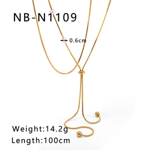 Detail der 100cm goldenen Schlangenkette mit 0,6cm Perlen und verstellbarem Verschluss