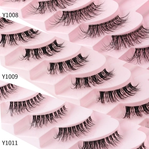 Natural thick half false eyelashes set with transparent band for a doll eye look