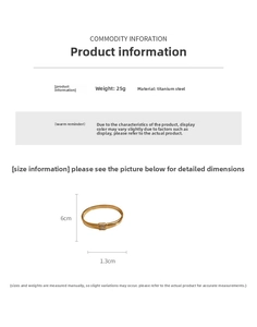 Détails du bracelet en acier titane doré avec insert en zircon et dimensions précises