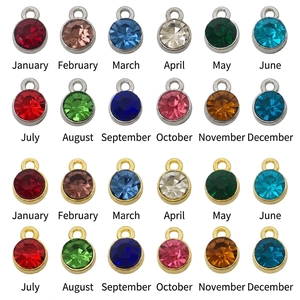 Golden and silver birthstone alloy pendants for DIY jewelry making in 12 colors