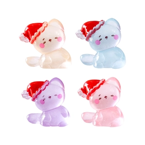 Luminous Christmas cat miniature figurines in four colors for DIY dollhouse decor