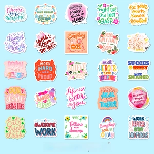 50 pieces of pink inspirational quote stickers for laptops with waterproof vinyl finish