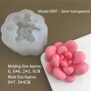 Silicone mold for cactus succulent candle showing dimensions 8x7.5x4cm for DIY crafts