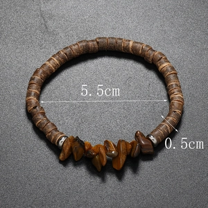 Detailed view showing 5.5cm inner diameter and tiger eye stone beads on bracelet