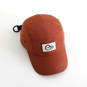 Outdoor breathable quick-dry kids 5-panel camper cap in terracotta with Go logo