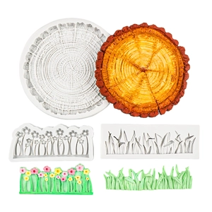 Set stampi in silicone per decorazioni torte con funghi fiori e tronchi