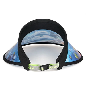 Kids ocean-themed sun visor with 3D marine print and adjustable elastic strap