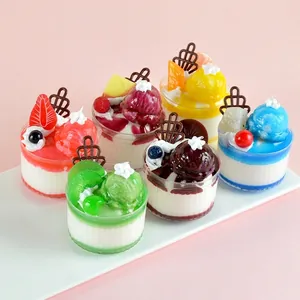 Artificial Dessert Cake Models Realistic Fruit Cream Sundae Mousse Cup Props PU Plastic For Home Decor Fridge Magnets