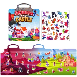 Fantasy Dragon And Castle Reusable Jelly Sticker Book Educational Toy For Kids Toddler Quiet Activity Book Travel Toy