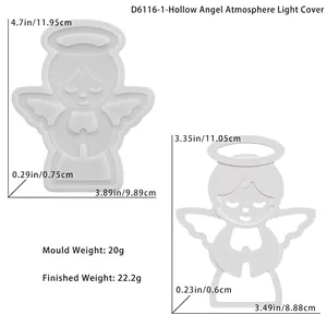 Detailed size specifications for angel wall hanging silicone mold and DIY resin finished product