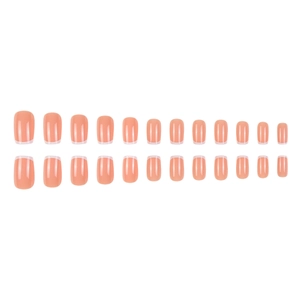 24 unghie finte French Tip con base rosa nudo e bordi bianchi a mezzaluna