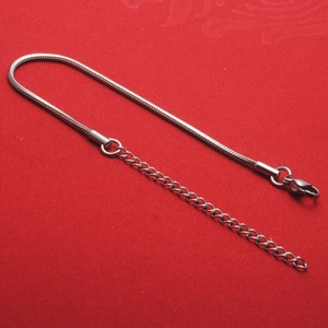 Adjustable silver titanium snake chain bracelet with lobster clasp and extension link