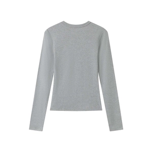 Détail montrant la texture en maille côtelée grise et vue arrière du t-shirt thermique ajusté