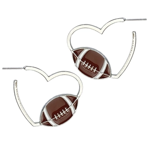 Heart Hoop Earrings Alloy Sports Theme Football Basketball Baseball Charms Enamel Jewelry For Women Fashion Accessory