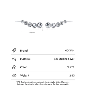925 sterling silver ear crawlers featuring five graduated cubic zirconia stones 19.5mm long