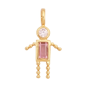 Vue détaillée du pendentif plaqué or 18K avec pierre rose et détails en zircon