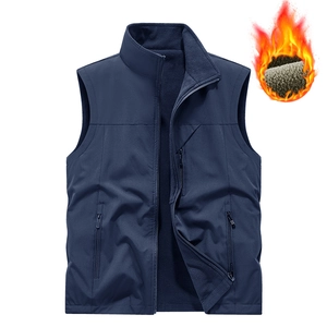 Marineblaue Herren-Winterweste mit warmem Fleecefutter und drei Reißverschlusstaschen