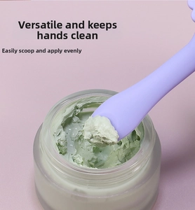 Silicone makeup spatula and cream jar set, multi-use cosmetic tool for easy skincare application.