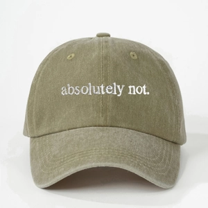 Berretto da baseball in cotone verde militare vintage con ricamo absolutely not