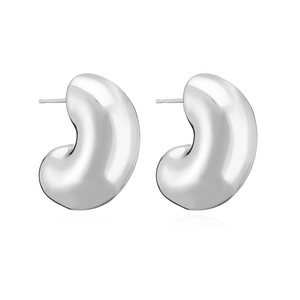Boucles d'oreilles géométriques argentées en forme de haricot avec fini poli