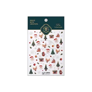 Stickers ongles Noël 3D relief avec motifs Père Noël et rennes modèle TS-3867
