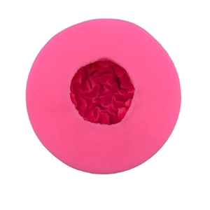 Pink round peony silicone mold for handmade soap and candle making on white background