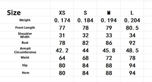 Tableau des tailles détaillé pour la robe de soirée avec mesures du XS au L