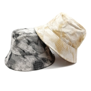 Tie Dye Bucket Hat Pure Cotton Marble Print Sun Protection Breathable Retro Outdoor Foldable For Men Women