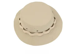 Top view of a quick-dry sun hat with metal vents and webbing for hiking and fishing