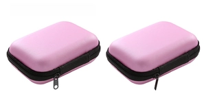 Pink rectangular EVA mini storage pouches with black zipper for earphones and coins
