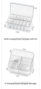 Detailed dimensions of transparent acrylic lash organizer with lid and five-grid wave box