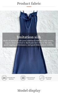 Detail showing high-quality imitation silk satin fabric and backless cut for the nightgown