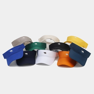 Variety of multi-color outdoor sun visors featuring small bear embroidery detail