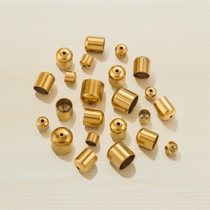 Embouts cylindriques en acier inoxydable doré de tailles variées pour création de bijoux