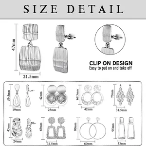 Boucles d'oreilles clips géométriques en alliage avec détails de taille et finition dorée