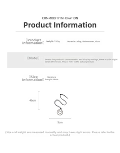 Detailed size chart for the multi-layer geometric necklace with rhinestone pendant