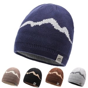 Winter Knitted Beanie Hat Acrylic Warm Mountain Jacquard Double Layered Outdoor Casual Unisex Cold Weather