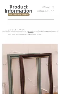 Detail view of 3.2cm wide retro wooden picture frame with vintage texture and finish